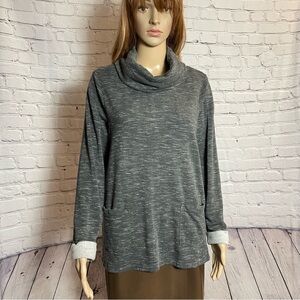 Chico's Cowl Neck Grey Mélange Sweater Sweatshirt Size 2 US L